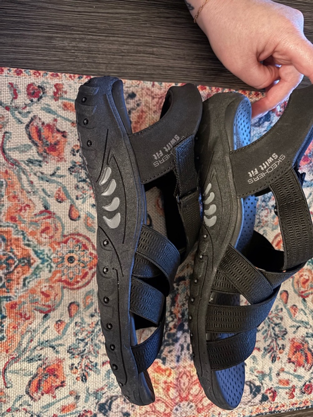 Skechers Women's Black Slip-On Sandals